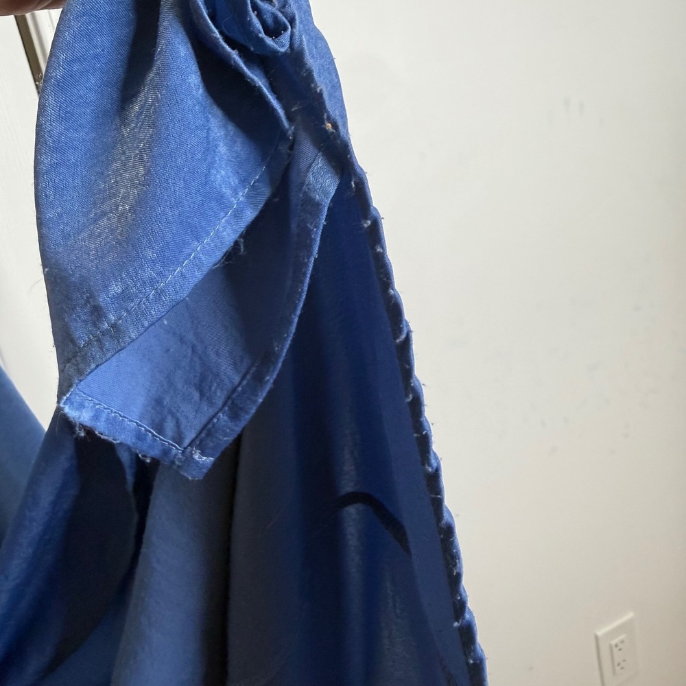 Homecoming Dance Blue Maxi Dress Small side slit modest conservative shimmer - Picture 7 of 7